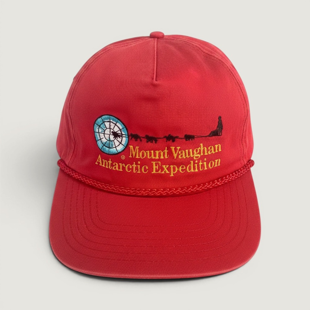 Vintage 90s Mount Vaughan Antarctic Expedition Red Rope Snapback Hat Cap